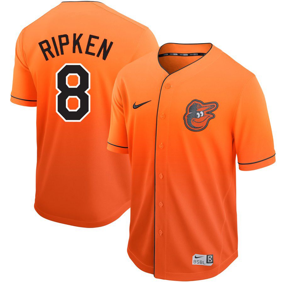 Men Baltimore Orioles 8 Ripken Orange Nike Fade MLB Jersey